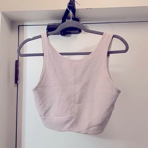 Light pink/grey speckled crop workout top, size 6